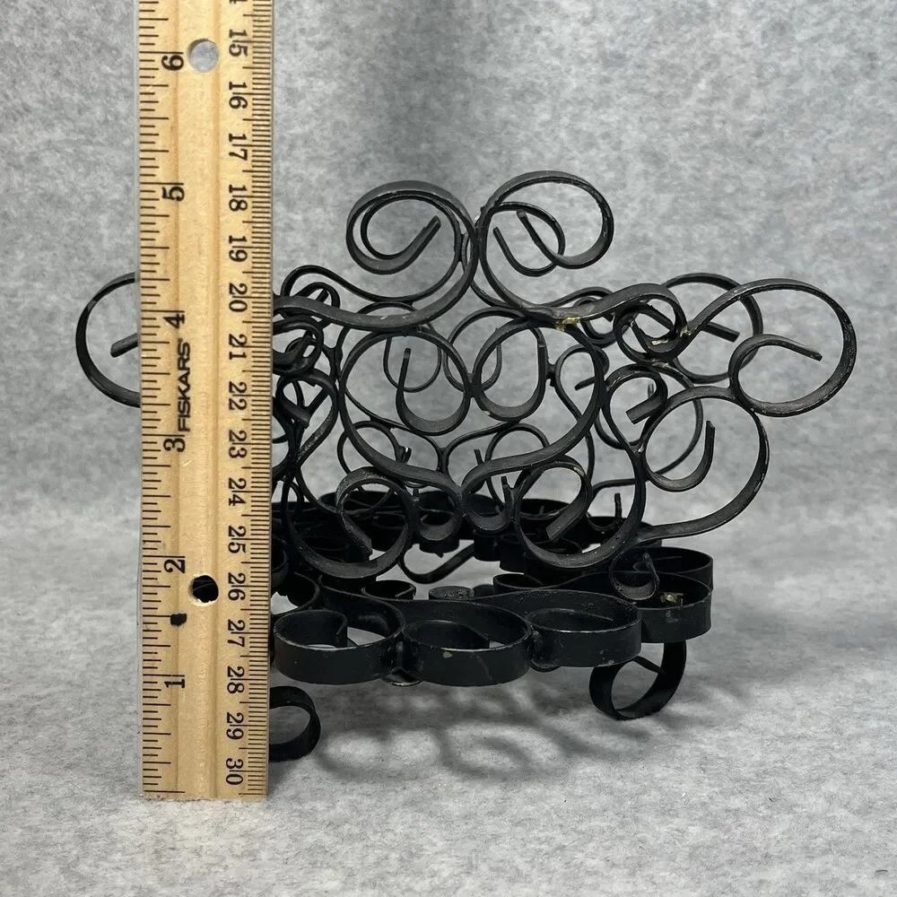 Vintage Black Metal Swirl Scroll‎ Napkin Letter Holder Wrought Iron ? Organizer